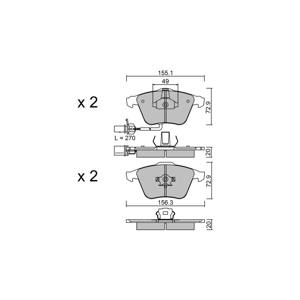 GT2i Race Rear brake pads for AUDI A4 - A4 Quattro (8E-8H) 2.7 V6 TDi, 3.0 V6 TDi, 3.2i V6 2001-07 - Brake calipers Ate  - GT-PR5651T - 3666618560144