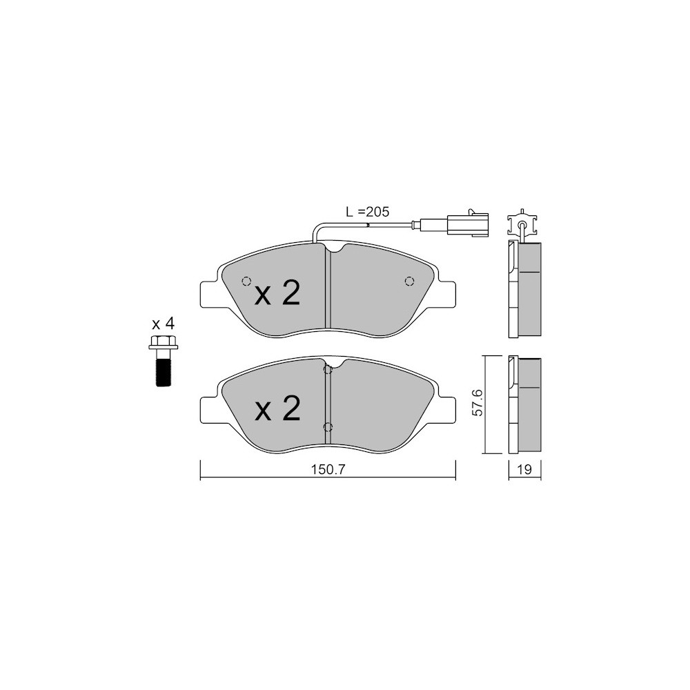 GT2i Race Rear brake pads for ALFA ROMEO Mito 1.3 JTDm, 1.4i 16V Turbo 120 HP 135 HP, 1.6 JTDM 2008-18 - Brake calipers Bosch  - GT-PR5931T - 3666618560212