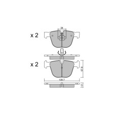 GT2i Race Rear brake pads for BMW Serie 1 (E81-E82-E87-E88) M 2004-13 - Brake calipers Ate 
