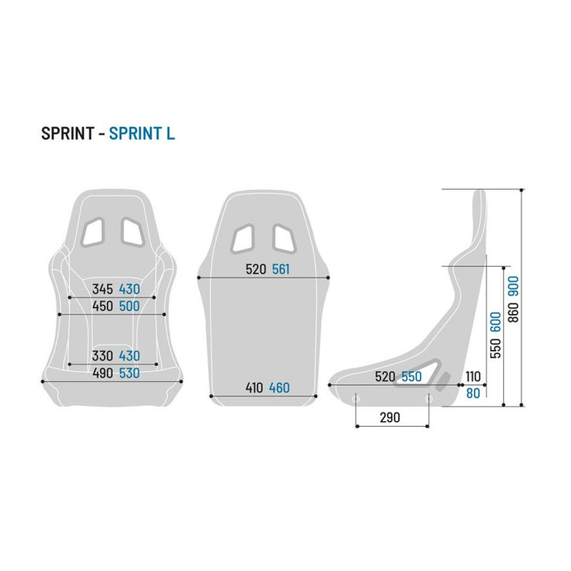 Kuipstoel SPARCO SPRINT+ Maat L Buisvormig FIA - BRR0003B0-TL.N - BRR0005B0K0100N