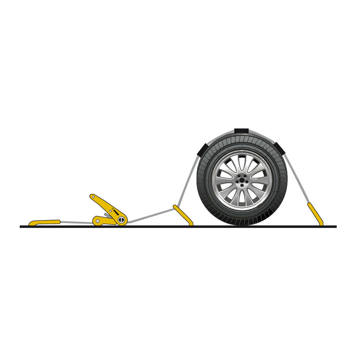 3-point tie-down strap with hook for wheel 5x250cm 3200Kg - AS-SAR-001 - 60144 GRIS - 8000692601440