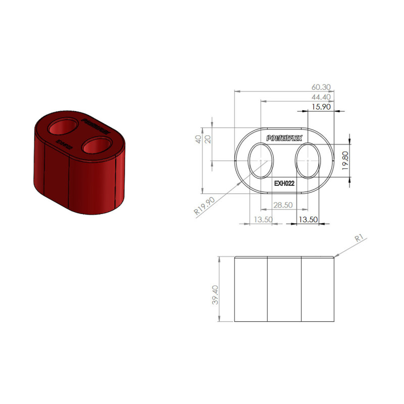 POWERFLEX silentbloc universal pentru sistemul de evacuare - PF-EXH022 - EXH022 - 5055676530813