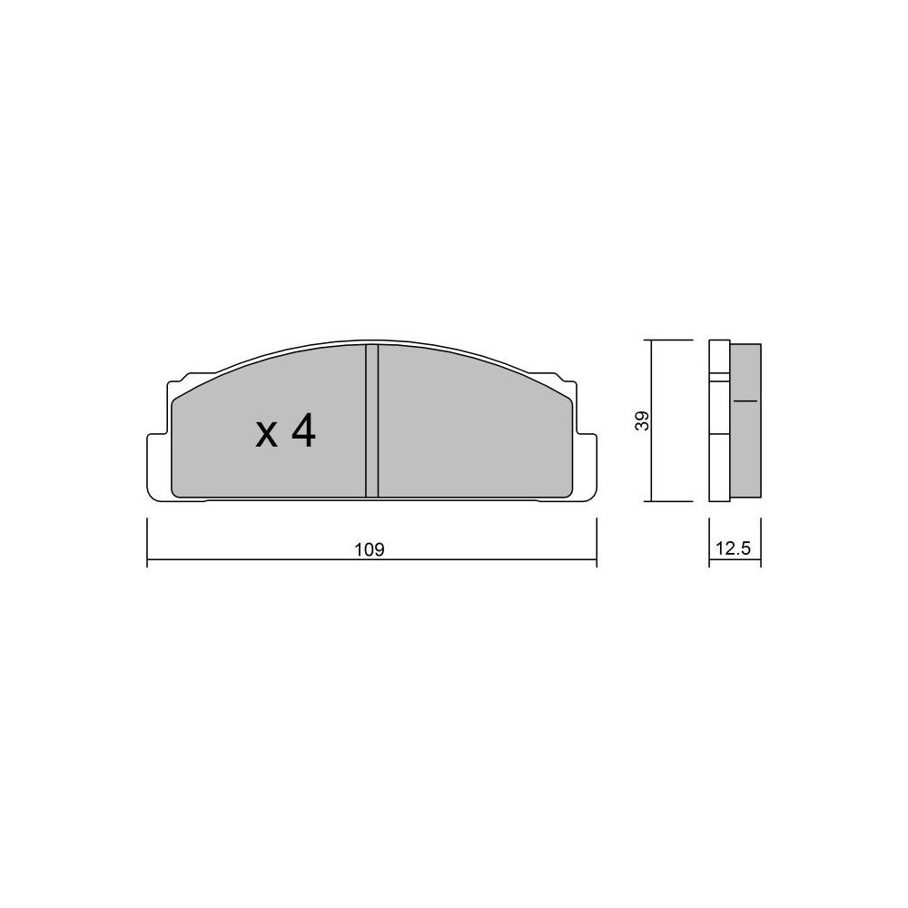 GT2i Club Front brake pads for FIAT 850 (100_) 1.7 81cv 1964-07-01-1972-10-01 - GT-PC0011 - 3666618578651