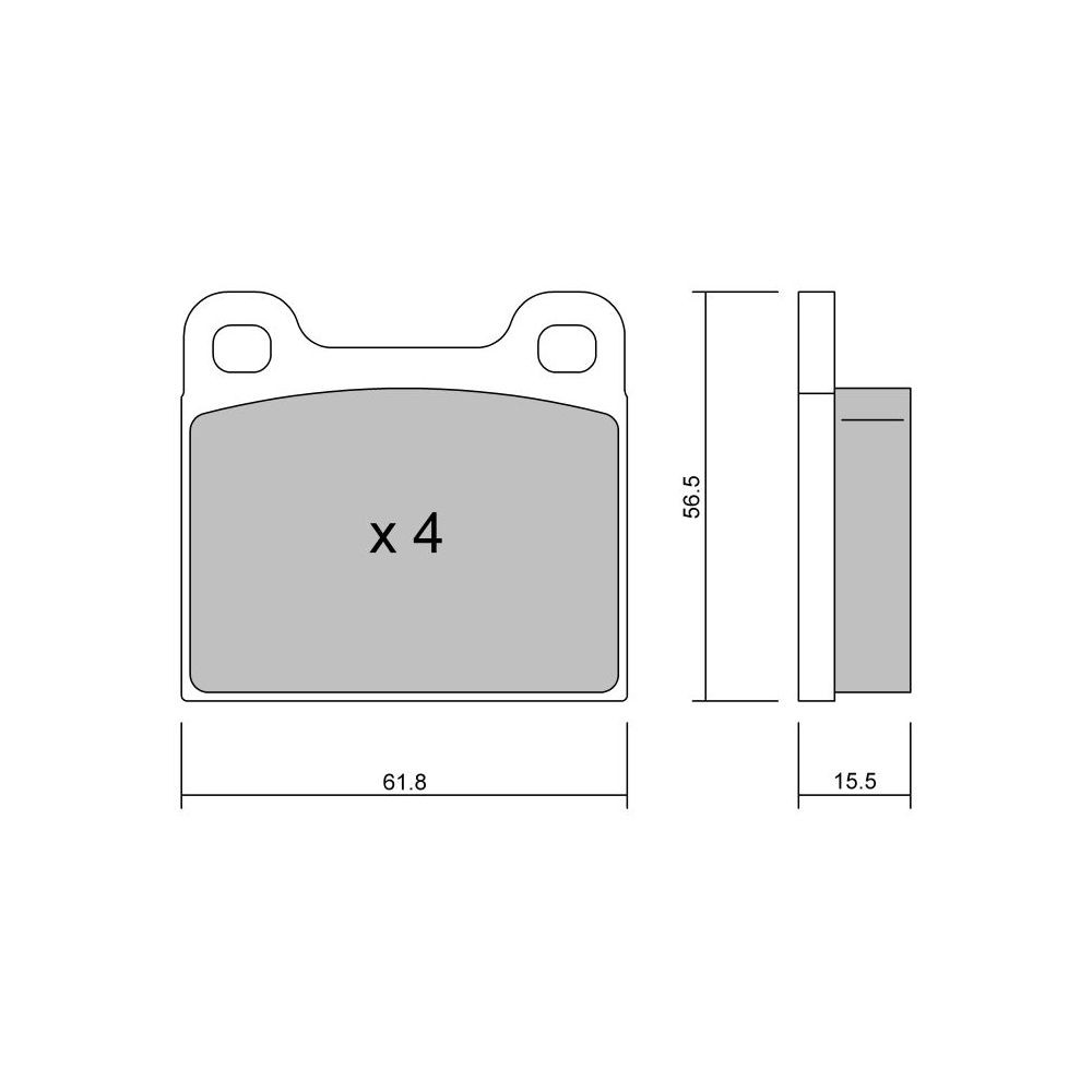 GT2i Club Rear brake pads for MERCEDES BENZ Classe S III (W126) 560 SE, SEL 300cv 1979-10-01-1991-06-01 - GT-PC0034 - 3666618578705
