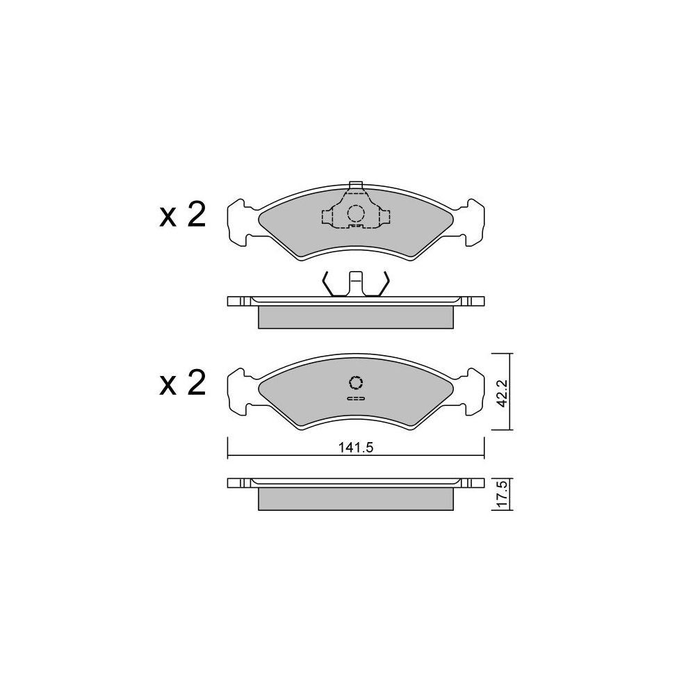 GT2i Club Front brake pads for FORD Fiesta II (FBD) 1.7 TD (F19, M19) 82cv 1983-09-01-1989-11-01 - GT-PC0450 - 3666618579085