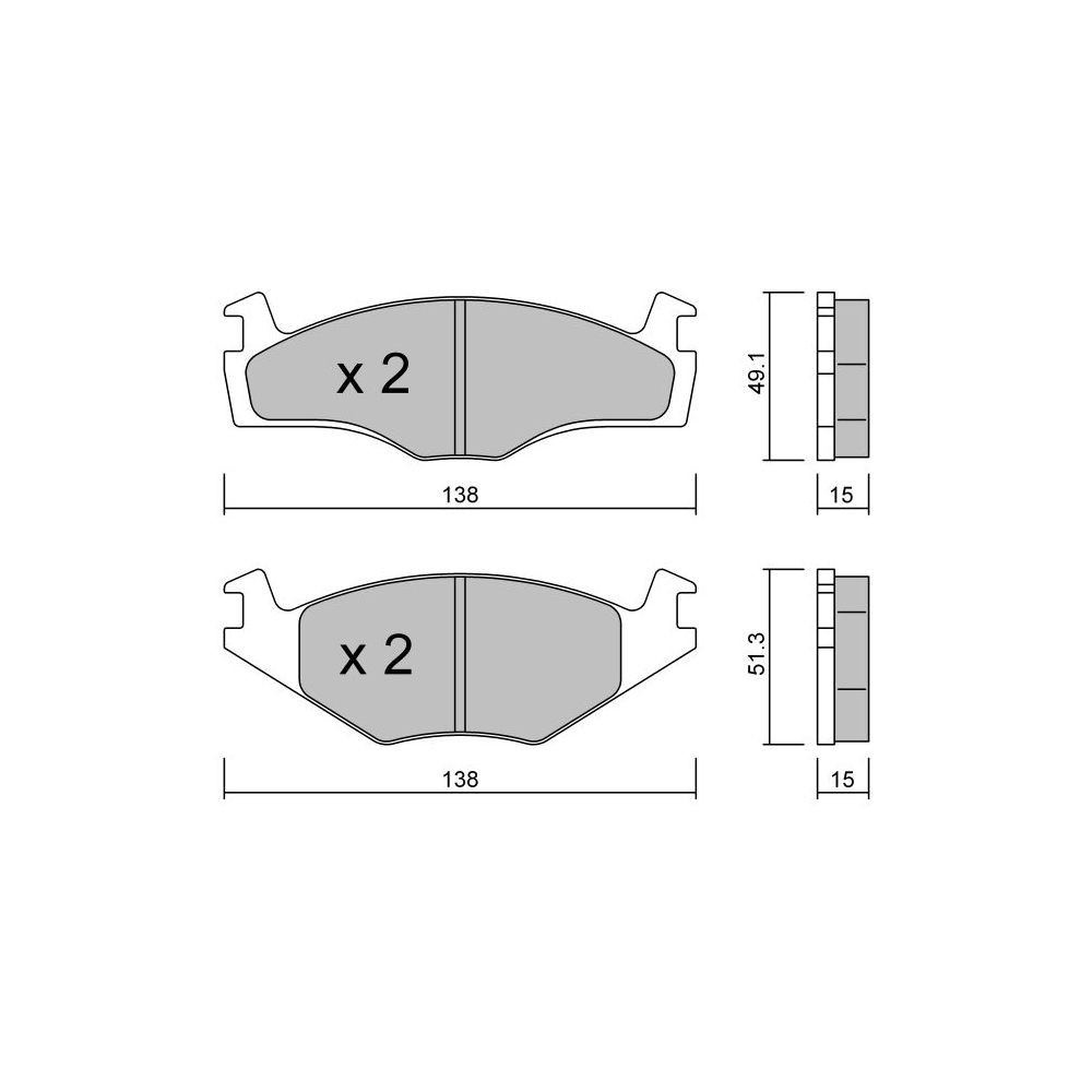 GT2i Club Avant remblokken voor VOLKSWAGEN Golf II 1.8i GT, 1.8i GTI 1983-91 - KH remklauwen - GT-PC0470 - 3661768552544