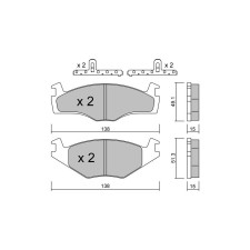 GT2i Club Front brake pads for VOLKSWAGEN Golf II (19E, 1G1) 1.8 GTI 16V 130cv 1983-08-01-1992-12-01