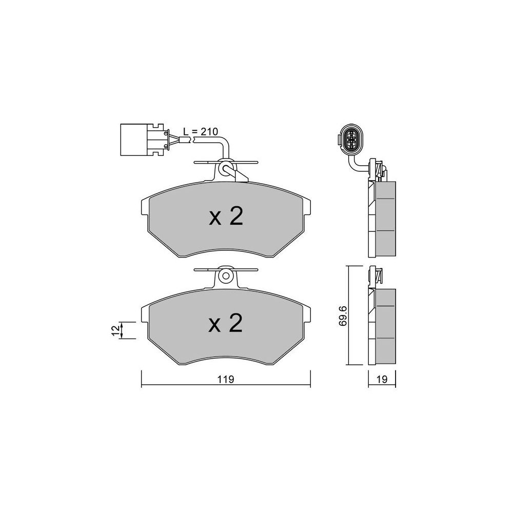 GT2i Club Front brake pads for VOLKSWAGEN Golf III (1H1) 2.9 VR6 Syncro (1HX1) 191cv 1991-08-01-1999-04-01 - GT-PC0521 - 3666618579214