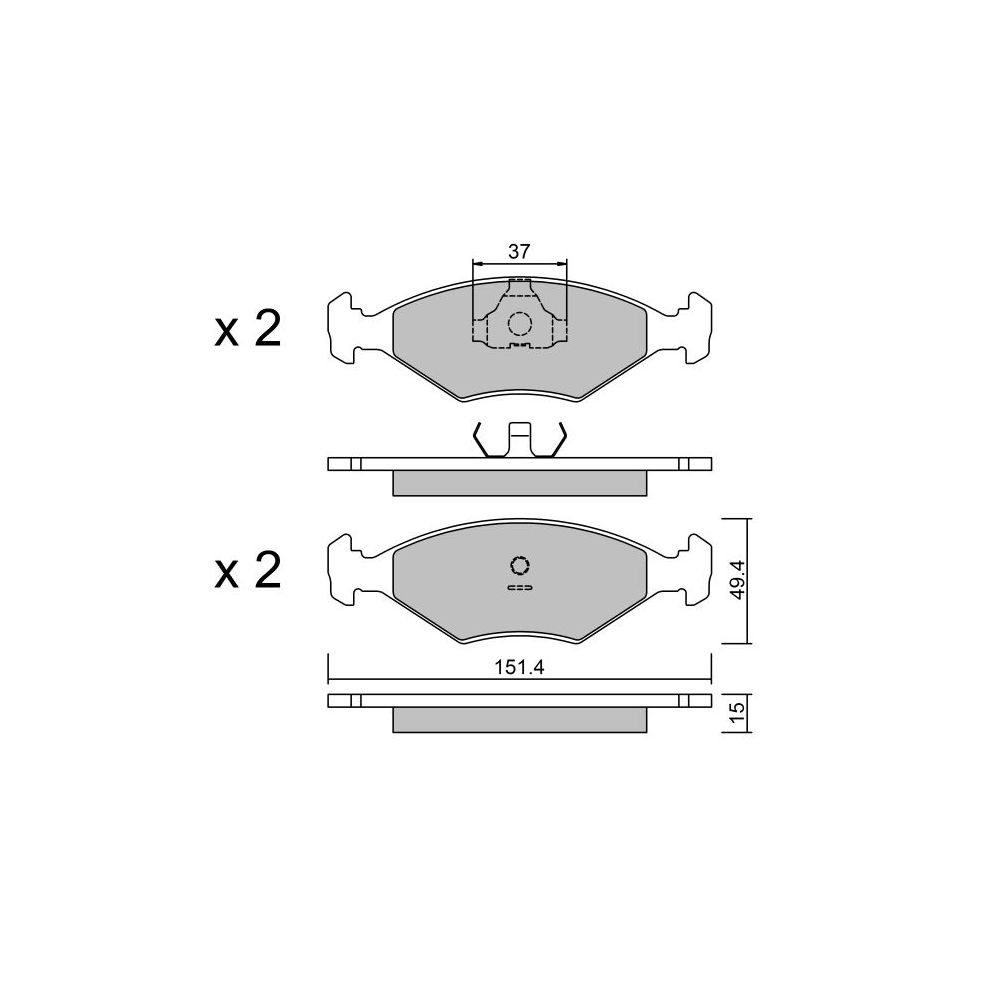 GT2i Club Avant remblokken voor VOLKSWAGEN Santana III 2.0 GLS/GD/CG/CL/GL Alcool 161pk 1984-02-01-1994-08-01 - GT-PC0595 - 3666618591087