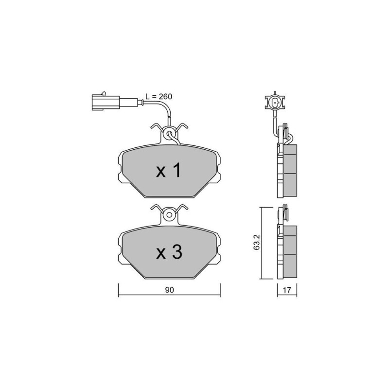 GT2i Club Avant remblokken voor FIAT Tipo / Tempra 1.8i, 1.8i 16V, 1.9 TD, 2.0i 1988-96 - Girling remklauwen - GT-PC0610 - 3666618579269