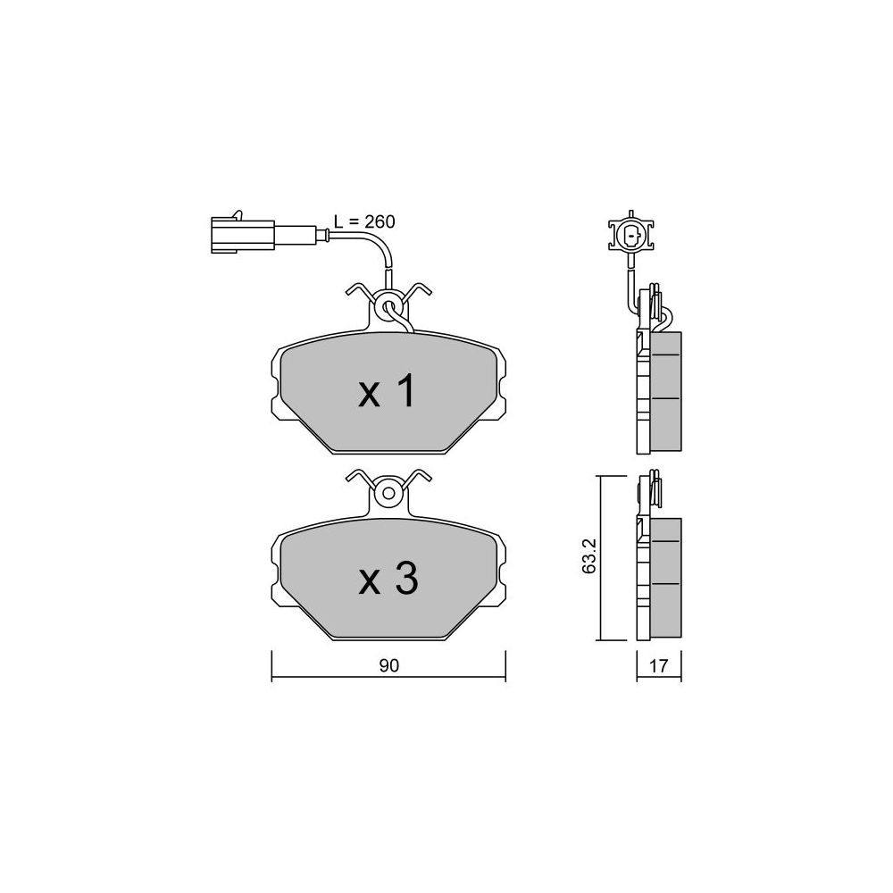 GT2i Club Front brake pads for FIAT Tipo / Tempra 1.8i, 1.8i 16V, 1.9 TD, 2.0i 1988-96 - Brake calipers Girling - GT-PC0610 - 3666618579269