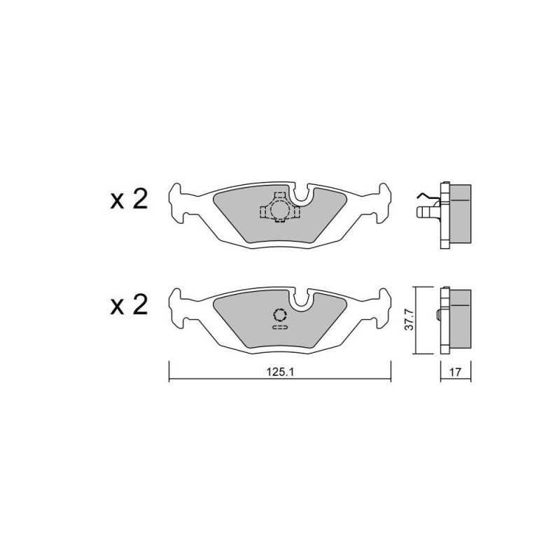 Plaquettes de frein GT2i Club Arrière pour BMW Serie 3 (E30) 316i, 318i, 320i.  323i, 324TD, 325i 82-92 - Etriers de frein Ate - GT-PC0721 - 3661768552551