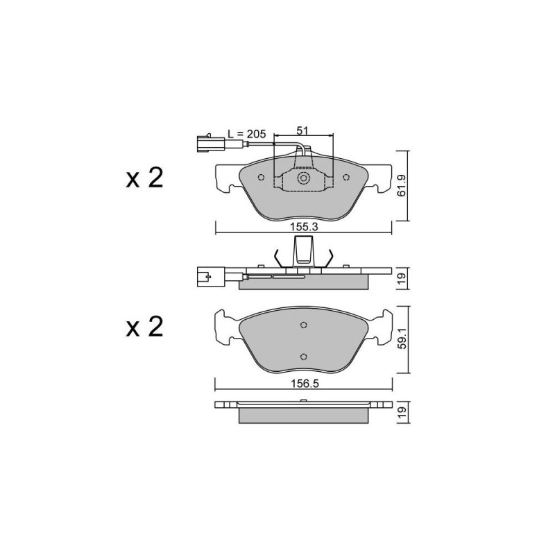 Remblokken GT2i Club Avant voor LANCIA Kappa (838_) 2.4 20V (838BC1AA, 838BC11A) 176pk 1994-08-01-2001-10-01 - GT-PC0851 - 3666618579573