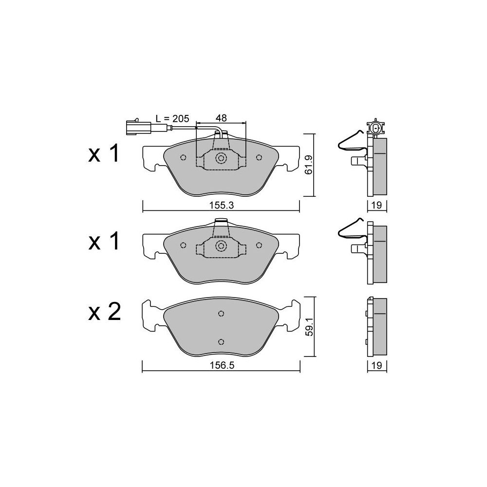 GT2i Club Avant remblokken voor ALFA ROMEO 156 (932_) 2.5 V6 24V (932B1100) 192pk 1997-09-01-2005-09-01 - GT-PC0852 - 3666618579580