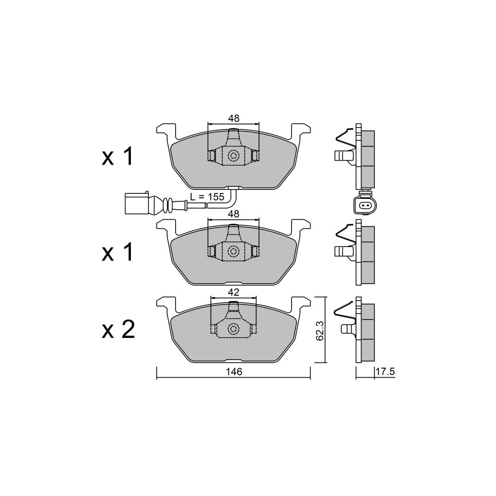 GT2i Club Front brake pads for VOLKSWAGEN Golf VII (5G1, BQ1, BE1, BE2) 3.0 238cv 2012-08-01- - GT-PC10520 - 3666618580159