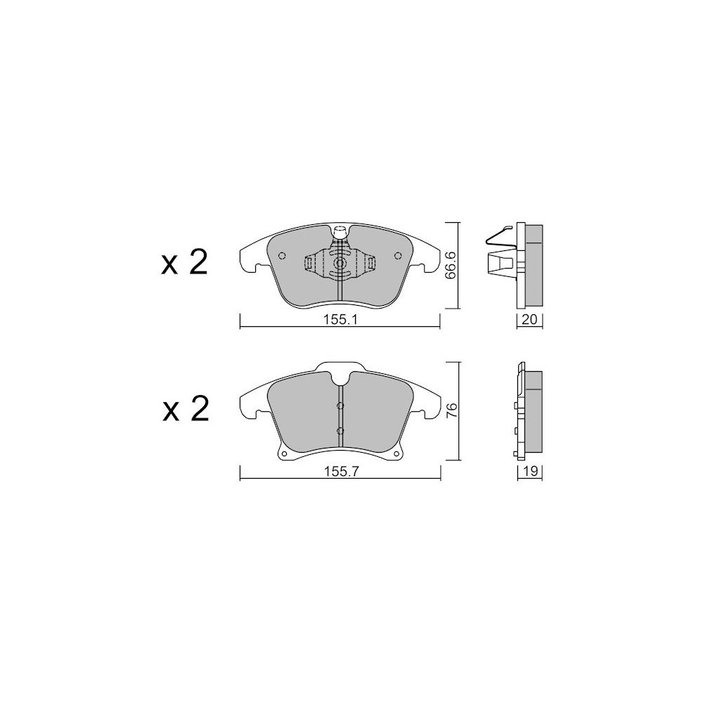 GT2i Club Front brake pads for FORD Mondeo V Sedan (CD) / Fusion 2.0 EcoBoost 4x4 244cv 2012-09-01- - GT-PC10631 - 3666618580265