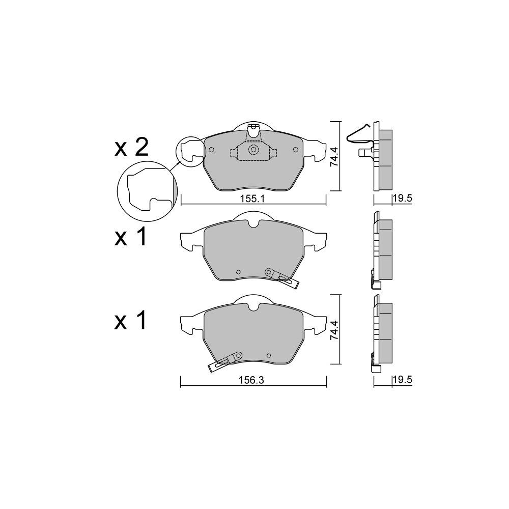 GT2i Club Front brake pads for SAAB 9-5 SW (YS3E) S 600 (222.176) 531cv 1998-10-01- - GT-PC1202 - 3666618581552