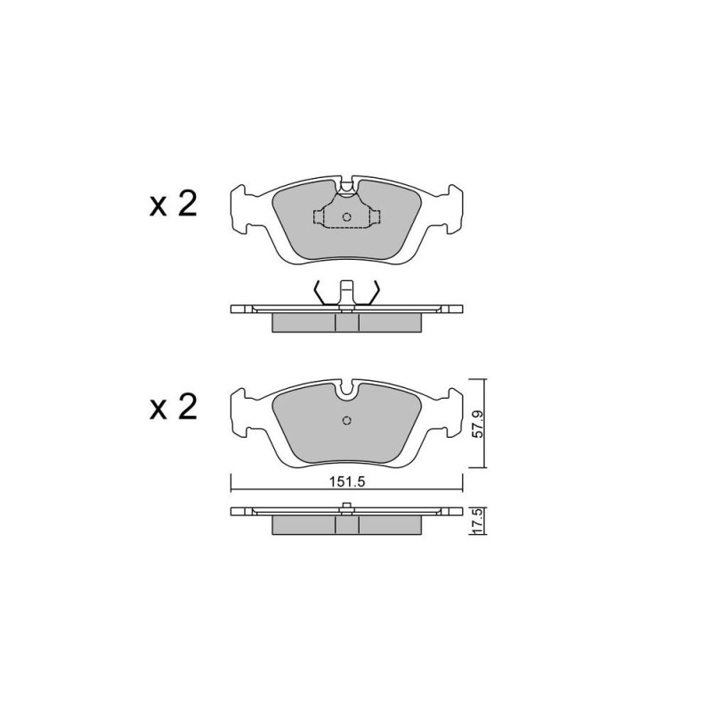 GT2i Club Front brake pads for BMW Serie 3 (E36) 316i, 318i, 318TDS, 320i, 323i, 325TD, 325i, 328i 1991-98 - Brake calipers Ate - GT-PC1260 - 3661768552605