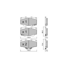 Plaquettes de frein GT2i Club Avant pour TOYOTA Land Cruiser V 90 (_J9_)/Prado 3.4 i 24V (VZJ90_, VZJ95_) 179cv 1995-04-01-