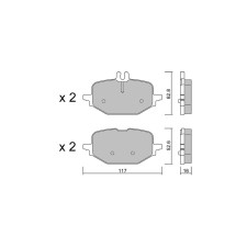 Remblokken GT2i Club Achter voor MERCEDES BENZ C Klasse V (W206) C 400 e 4-matic (206.055) 381pk 2021-03-01- - GT-PC13590 - 3666618582917