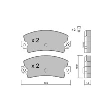 GT2i Club Rear brake pads for LOTUS Esprit S2 2.2 16V Turbo SE 268cv 1975-10-01-1988-08-01