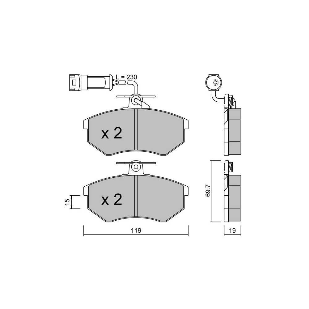 GT2i Club Avant remblokken voor AUDI 200 II (44, 44Q, C3) 2.1 Turbo 200pk 1983-08-01-1991-12-01 - GT-PC1511 - 3666618583372
