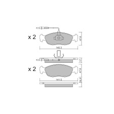 GT2i Club Front brake pads for PEUGEOT 306 (7B, N3, N5) 1.8 ST 101cv 1993-04-01-2001-12-01
