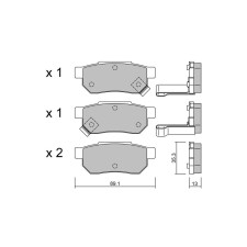 GT2i Club Rear brake pads for HONDA Civic Crx (EG-EH) 1.6i 16V 160 hp 1992-98 - Brake calipers Akebono 