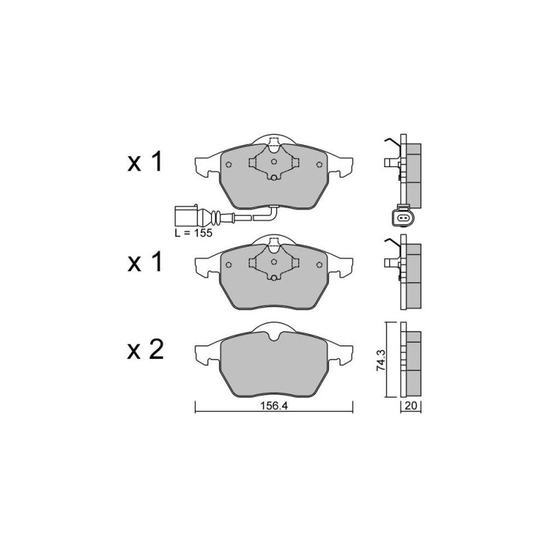 GT2i Club Front brake pads for VOLKSWAGEN Golf IV 1.8i 20V Turbo, 1.9 TDi 150hp, 2.3i VR5, 2.8i V6 1997-03 - Brake calipers Ate - GT-PC1884 - 3661768552636