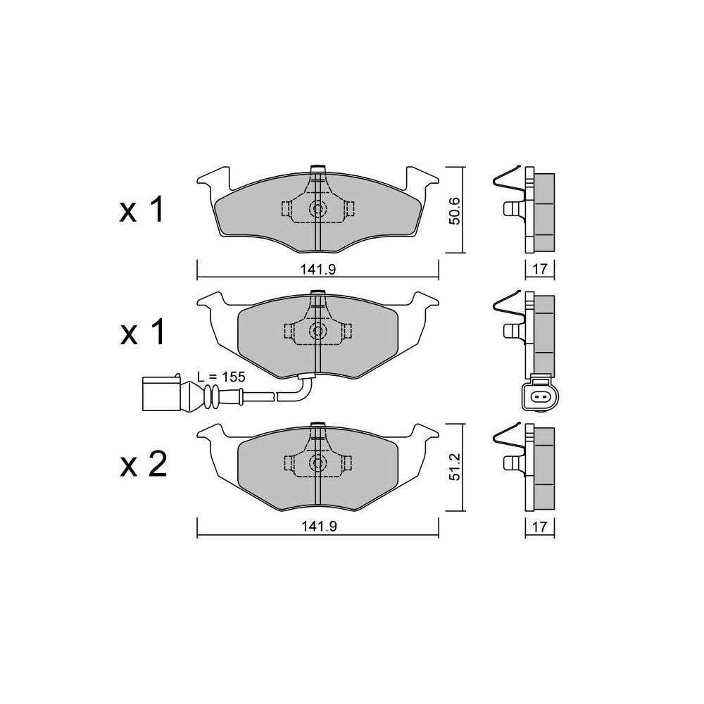 GT2i Club Avant remblokken voor VOLKSWAGEN Polo V Sedan (9A4, 9A2, 9N2, 9A6) 530 d 184pk 2002-09-01- - GT-PC2153 - 3666618583891