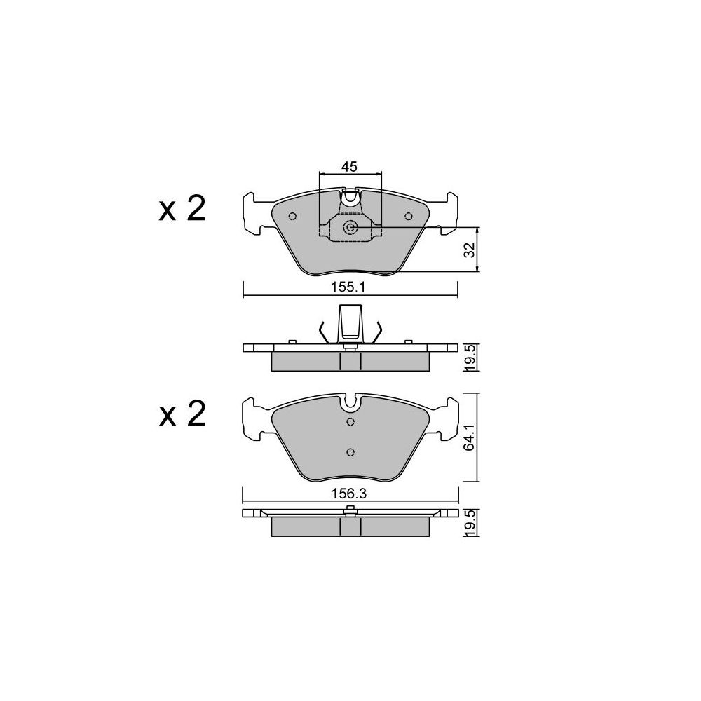 GT2i Club Front brake pads for BMW 3 IV (E46) M3 343cv 1997-12-01-2005-05-01 - GT-PC2163 - 3666618583907