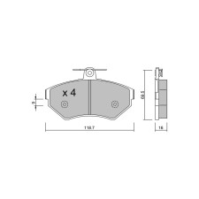 GT2i Club Avant remblokken voor VOLKSWAGEN Polo (6N) 1.4 TDi, 1.4i 16V, 1.6i 16V GTi 94-02 - Girling remklauwen - GT-PC2241 - 3666618583969