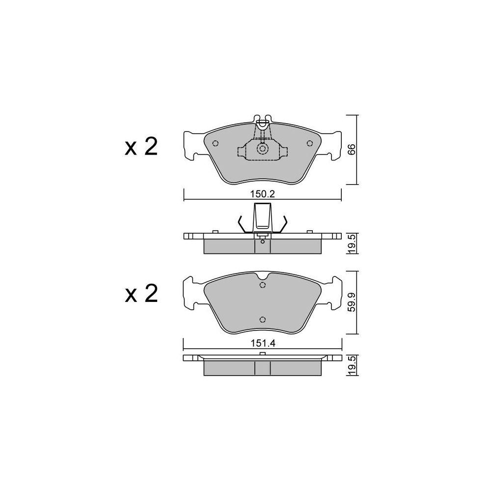 GT2i Club Avant remblokken voor MERCEDES BENZ C-klasse I (W202) C 280 (202.029) 198 pk 1993-03-01-2000-05-01 - GT-PC2280 - 3666618584027