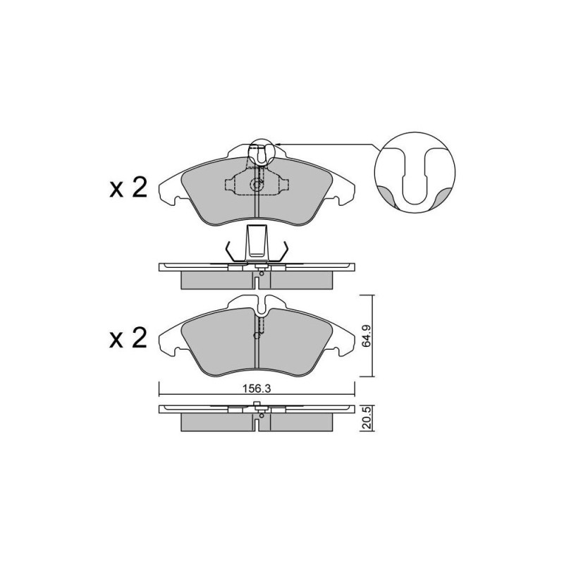 GT2i Club Avant remblokken voor MERCEDES BENZ Klasse V I (638/2) V 280 (638.244, 638.294) 175 pk 1996-09-01-2003-07-01 - GT-PC2650 - 3666618584362