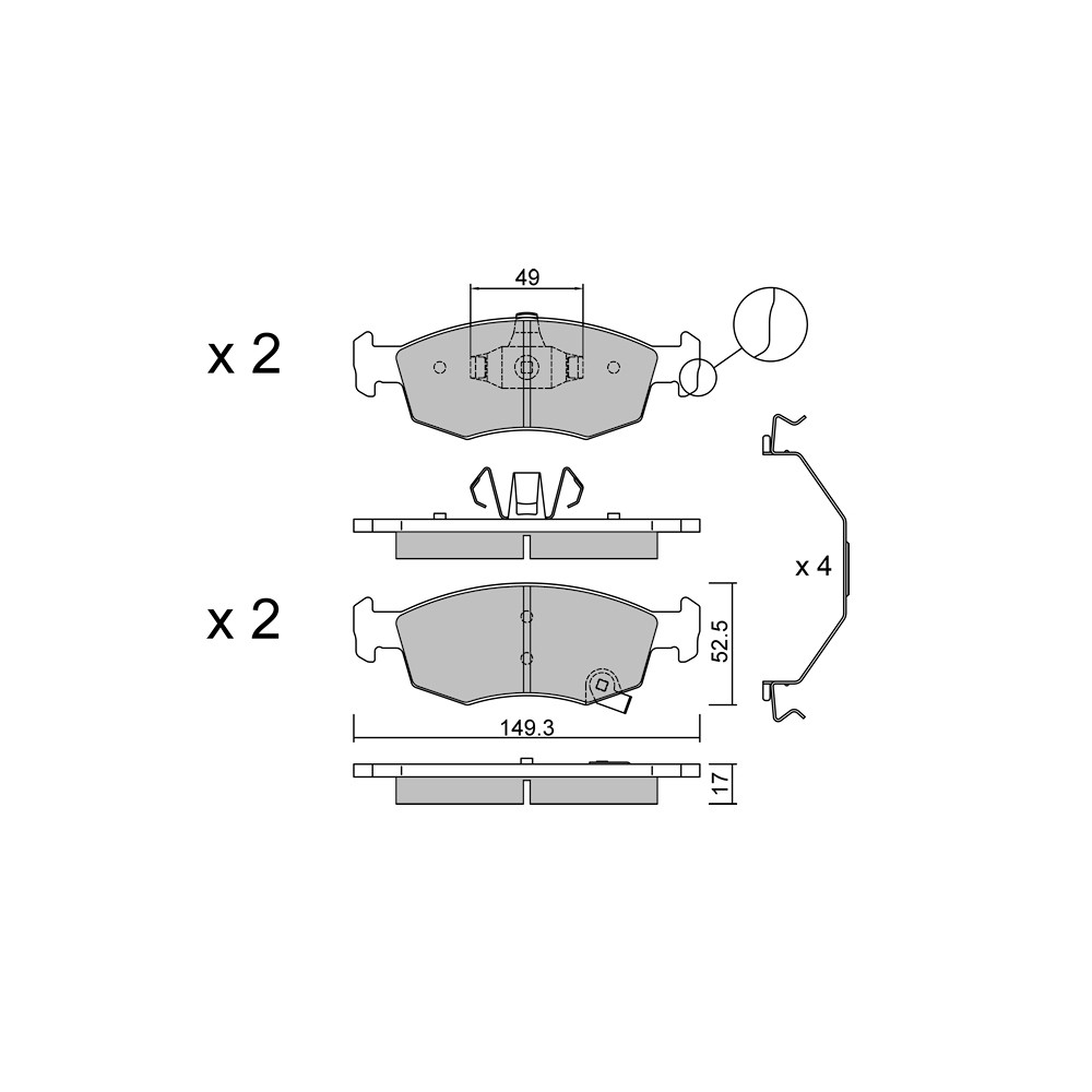 GT2i Club Front brake pads for FIAT 500e Cabrio (332) Elektro (FA1) 119cv 2020-10-01- - GT-PC2836 - 3666618584492