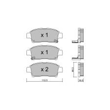 GT2i Club Front brake pads for TOYOTA Yaris I (_P1_)/ Vitz/ Echo 1.3 (SCP12_, NCP10_, SCP13_) 88cv 1999-04-01-2005-11-01