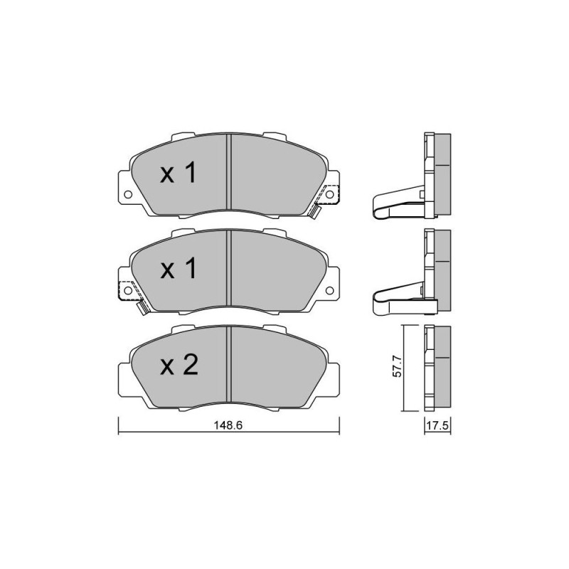 GT2i Club Avant remblokken voor HONDA Integra (DC) 1.8i 16V Type R 1996-01 - Akebono remklauwen - GT-PC3070 - 3666618584751