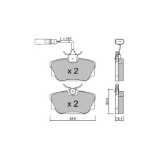 Plaquettes de frein GT2i Club Arrière pour SEAT Alhambra I (7V8, 7V9) 2.8 V6 4motion 204cv 1996-01-01-2010-03-01