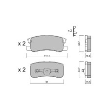 GT2i Club Rear brake pads for MITSUBISHI Outlander II (CW_W) 3.8 V6 (V87W, V97W) 251cv 2006-11-01-2012-12-01