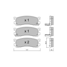 Plaquettes de frein GT2i Club Arrière pour MAZDA MPV I (LV) 3.0 i V6 (LV10, LV12, LV521, LV321) 154cv 1988-09-01-1999-09-01