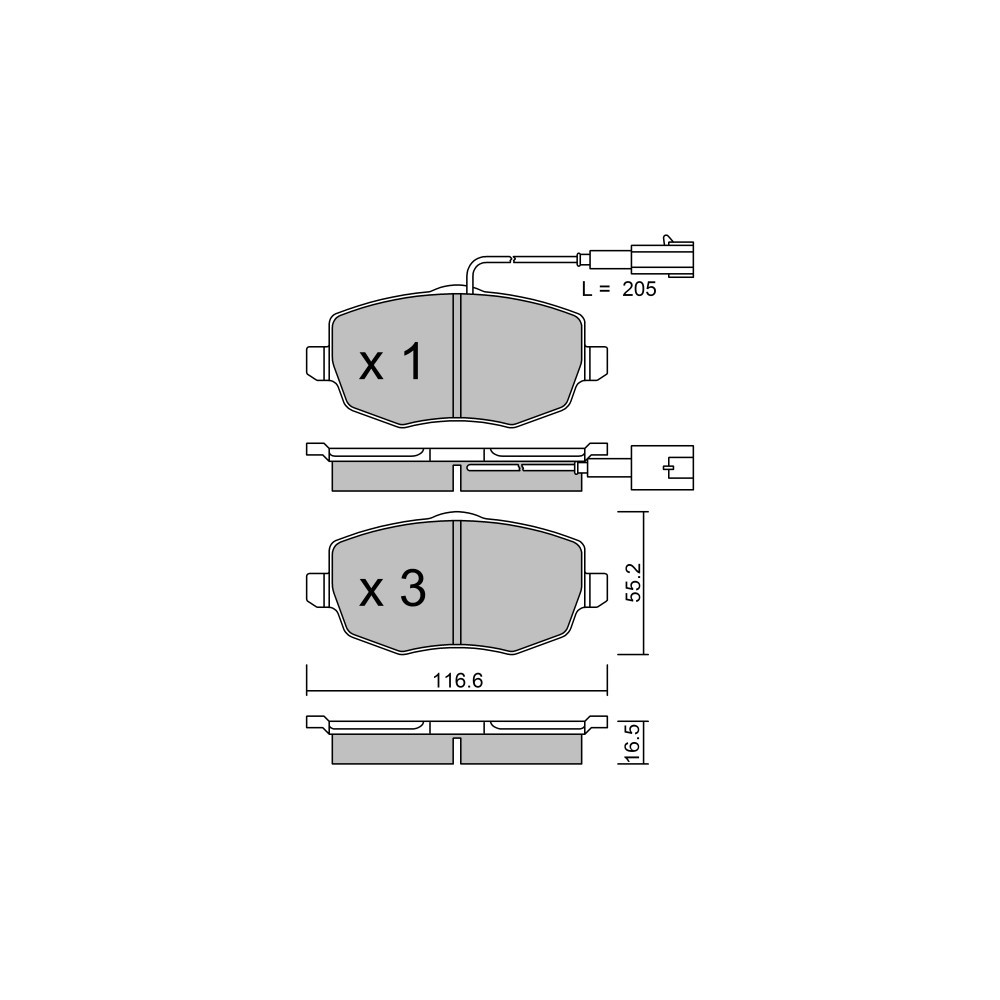 GT2i Club Front brake pads for LANCIA Ypsilon I (843_) 3.0 V6 (841AXC1101) 215cv 2003-10-01-2011-12-01 - GT-PC5441 - 3666618586588