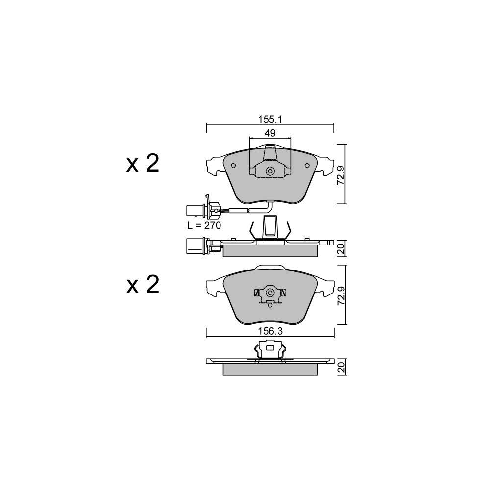 Plaquettes de frein GT2i Club Avant pour AUDI A4 - Quattro (8E-8H) 2.7 V6 TDi, 3.0 V6 TDi, 3.2i V6 01-07 - Etriers de frein Ate  - GT-PC5651 - 3666618586816