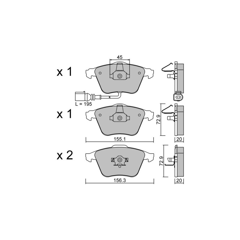 GT2i Club Avant remblokken voor VOLKSWAGEN Golf V 3.2i V6 R32 2003-09 - Ate remklauwen - GT-PC5652 - 3666618586823