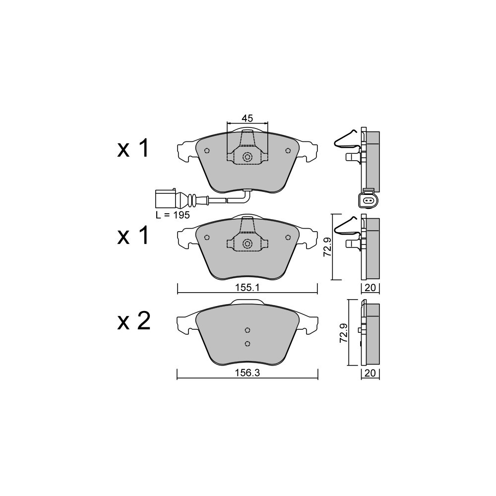 GT2i Club Front brake pads for AUDI RS3-S3 (8P) S3 2.0i 16V TFSi 2006-12 - Brake calipers Ate  - GT-PC5654 - 3661768552766