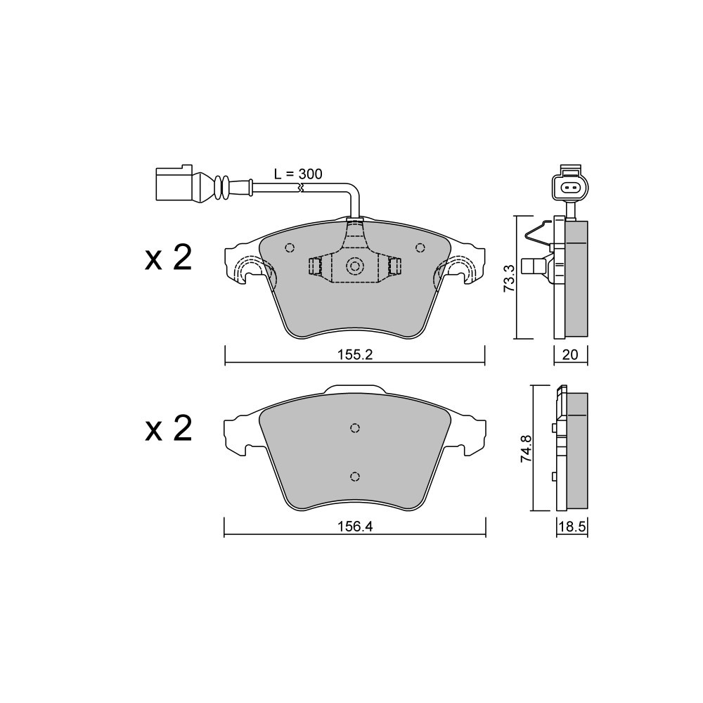 GT2i Club Front brake pads for VOLKSWAGEN Touareg I (7LA, 7L6, 7L7) 2.0 TFSI quattro 200cv 2002-10-01-2010-05-01 - GT-PC5682 - 3666618586861