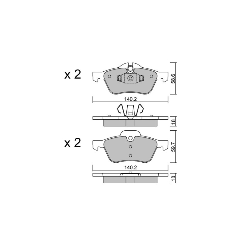 GT2i Club Avant remblokken voor MINI Mini (R50-R52-R53) 1.4 D, 1.6i 16V, 1.6i 16V Turbo 2001-07 - Ate remklauwen - GT-PC5710 - 3661768238097