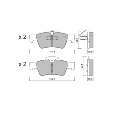 GT2i Club-remblokken achter voor MERCEDES BENZ GL-Klasse (X164) GL 500 4-matic (164.886) 388 pk 2006-09-01-2012-12-01 - GT-PC5841 - 3666618587103