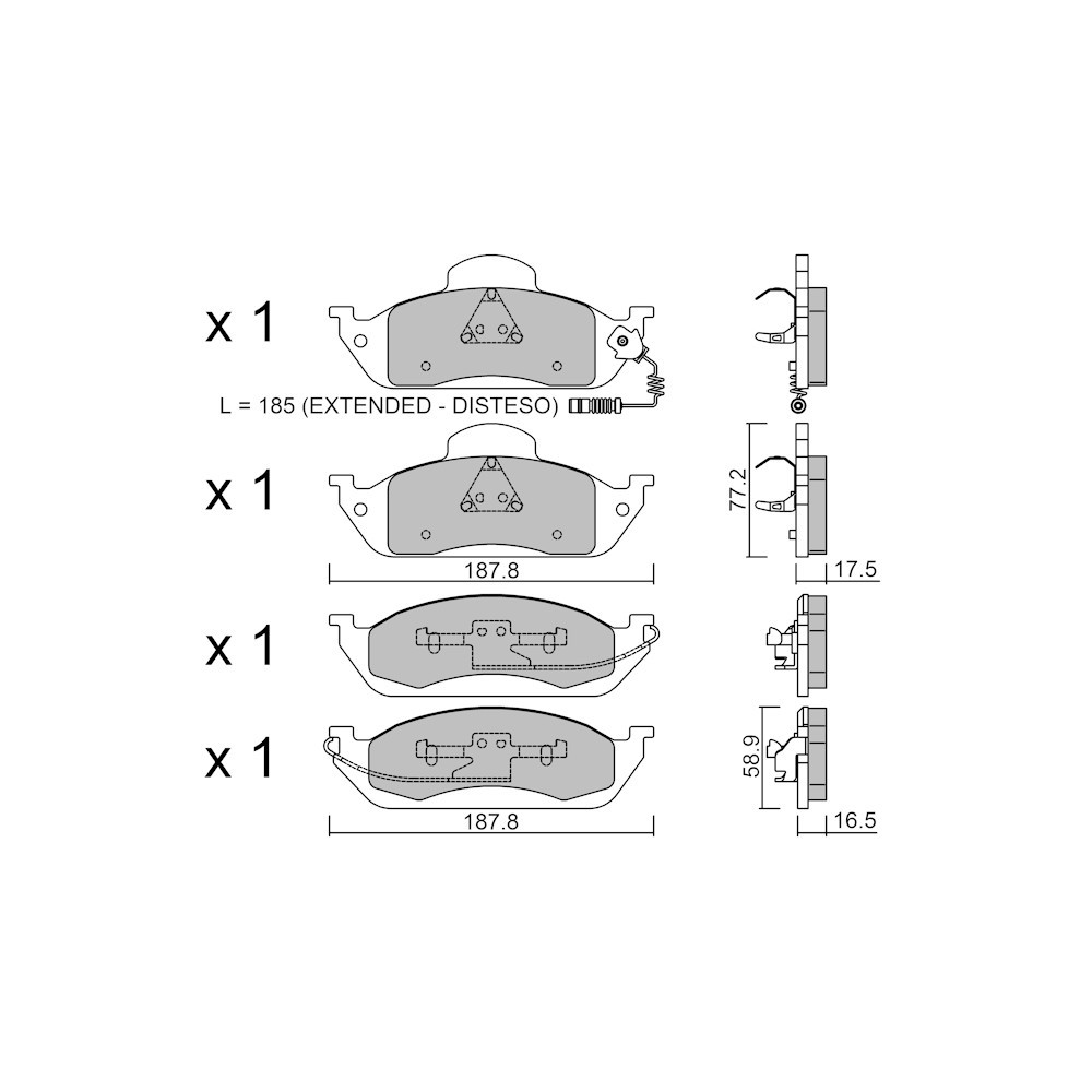 Plaquettes de frein GT2i Club Avant pour MERCEDES BENZ Classe M I (W163) ML 320 (163.154) 218cv 1998-02-01-2005-06-01 - GT-PC5850 - 3666618587110