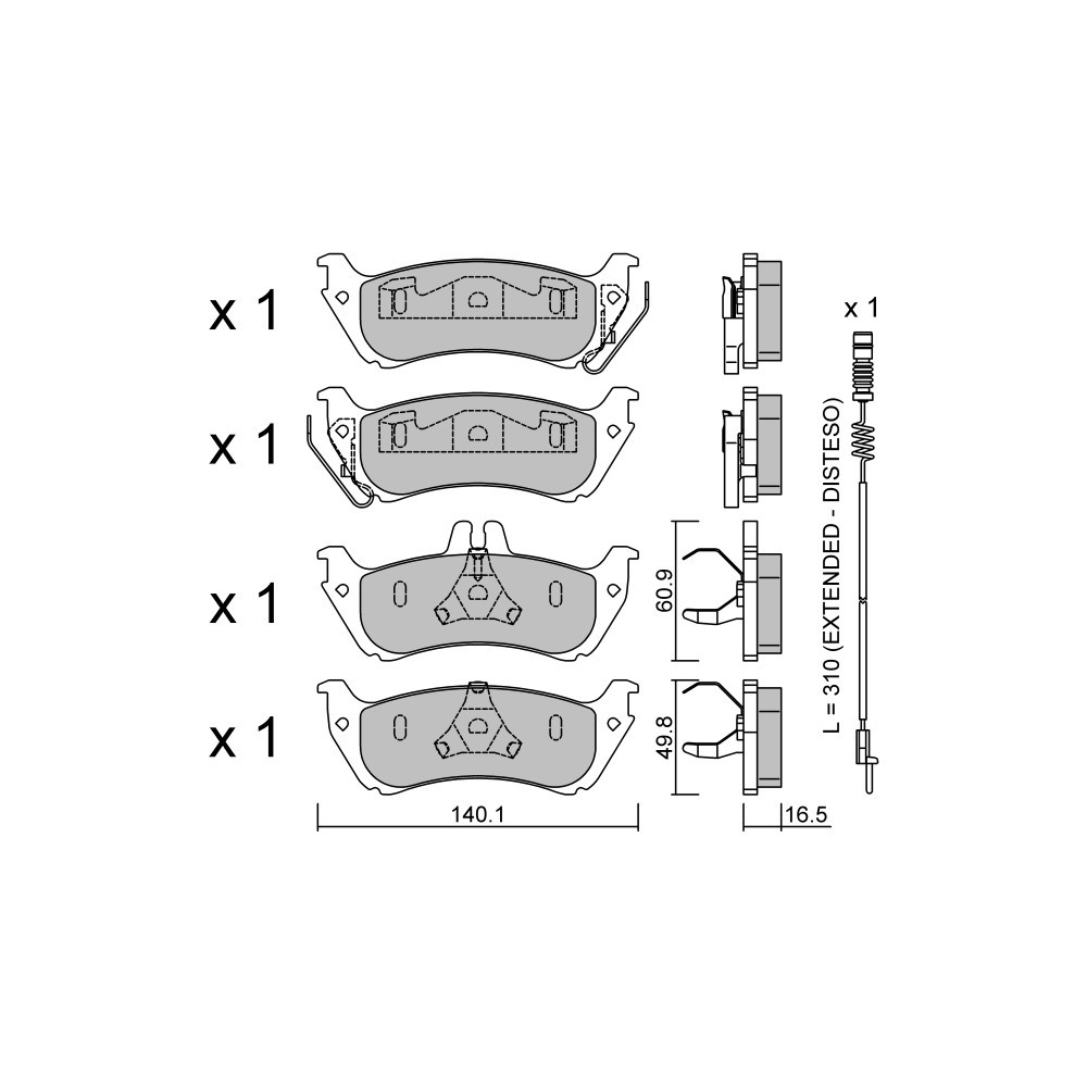Plaquettes de frein GT2i Club Arrière pour MERCEDES BENZ Classe M I (W163) G 350 d (463.348) 245cv 1998-02-01-2005-06-01 - GT-PC5861W - 3666618587141
