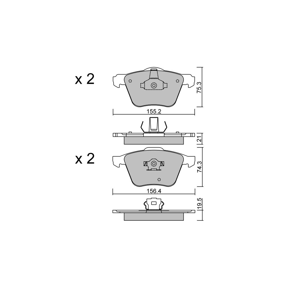 GT2i Club Avant remblokken voor VOLVO XC90 I (275) V8 AWD 320pk 2002-06-01-2014-12-01 - GT-PC6150 - 3666618587271